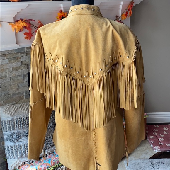 Arella leather Boho Fringe jacket large - Picture 4 of 8